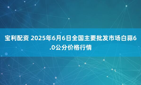 宝利配资 2025年6月6日全国主要批发市场白蒜6.0公分价格行情
