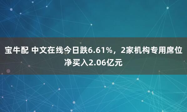 宝牛配 中文在线今日跌6.61%，2家机构专用席位净买入2.06亿元